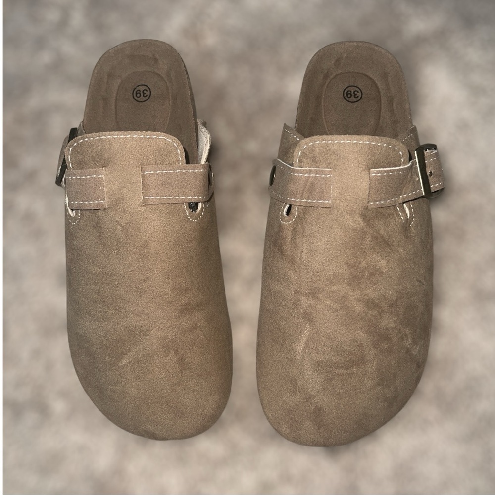 Amazon Tan Suede Mules